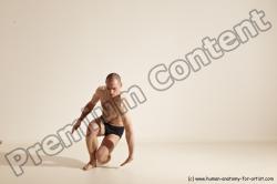 Underwear Gymnastic poses Man White Slim Bald Dancing Dynamic poses Academic